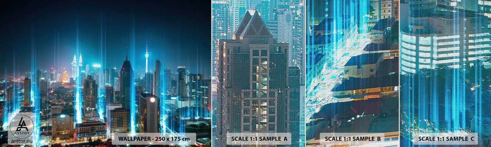 Photo Wallpaper Sample Premium Canvas - Berlin Lights - City, Architecture, Travels - 100x30 cm