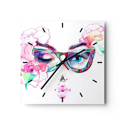 Wall clock - Clock on glass - Tempting Promise - 30x30 cm