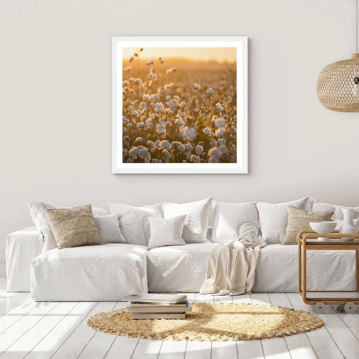 Poster in white frmae - Fluffy Field - 60x60 cm