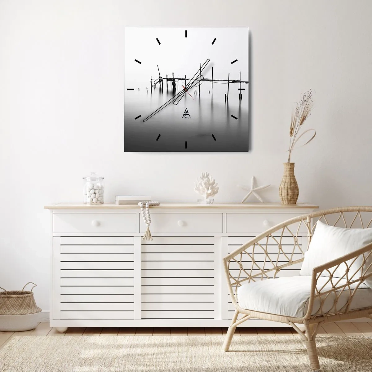 Wall clock - Clock on glass - And If the World Doesn't Exist? - 30x30 cm