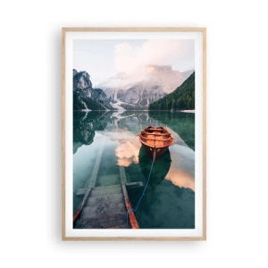 Poster in light oak frame - Peaceful Dream of the Mountains - 61x91 cm