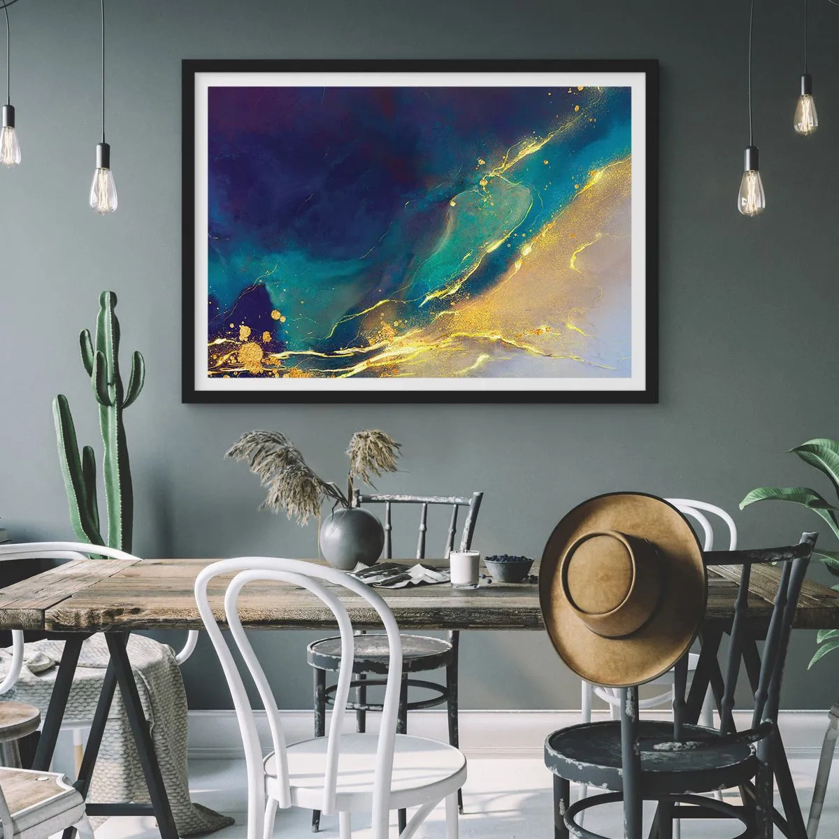 Poster in black frame - Golden Flood - 70x50 cm