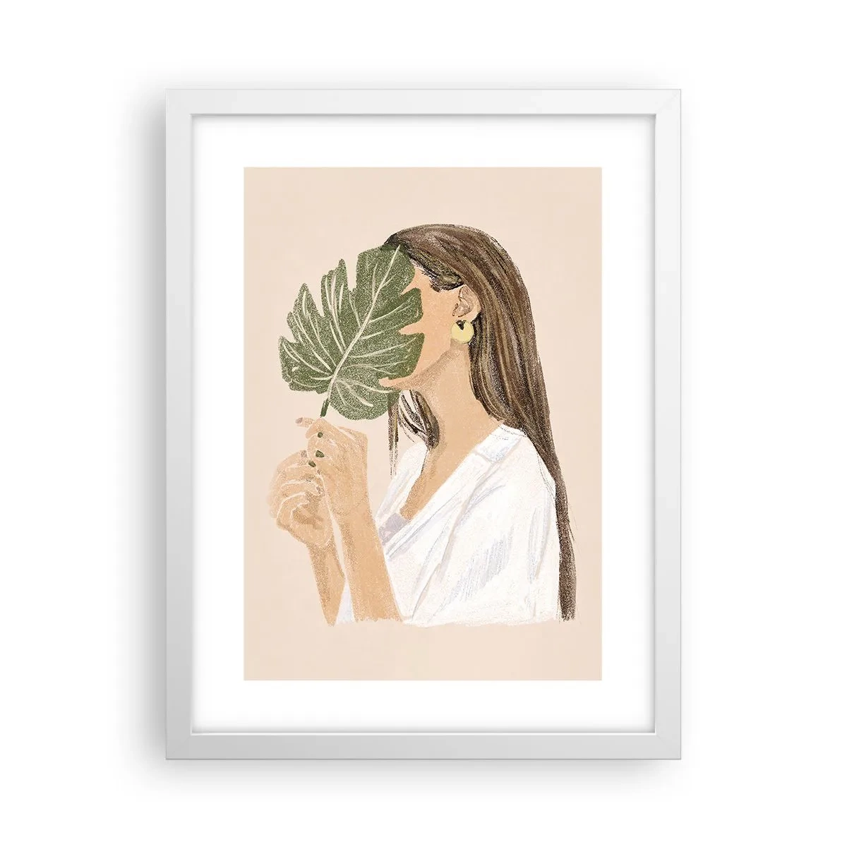 Poster in white frmae - Mysterious Portrait with a Fan - 30x40 cm