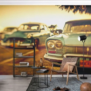 Photo Wallpaper Premium Canvas - We Wait and See - Car, Cuba, Automotive - 100x70 cm