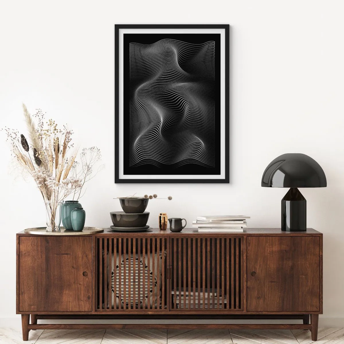 Poster in black frame - Dance of the Light in Space - 40x50 cm