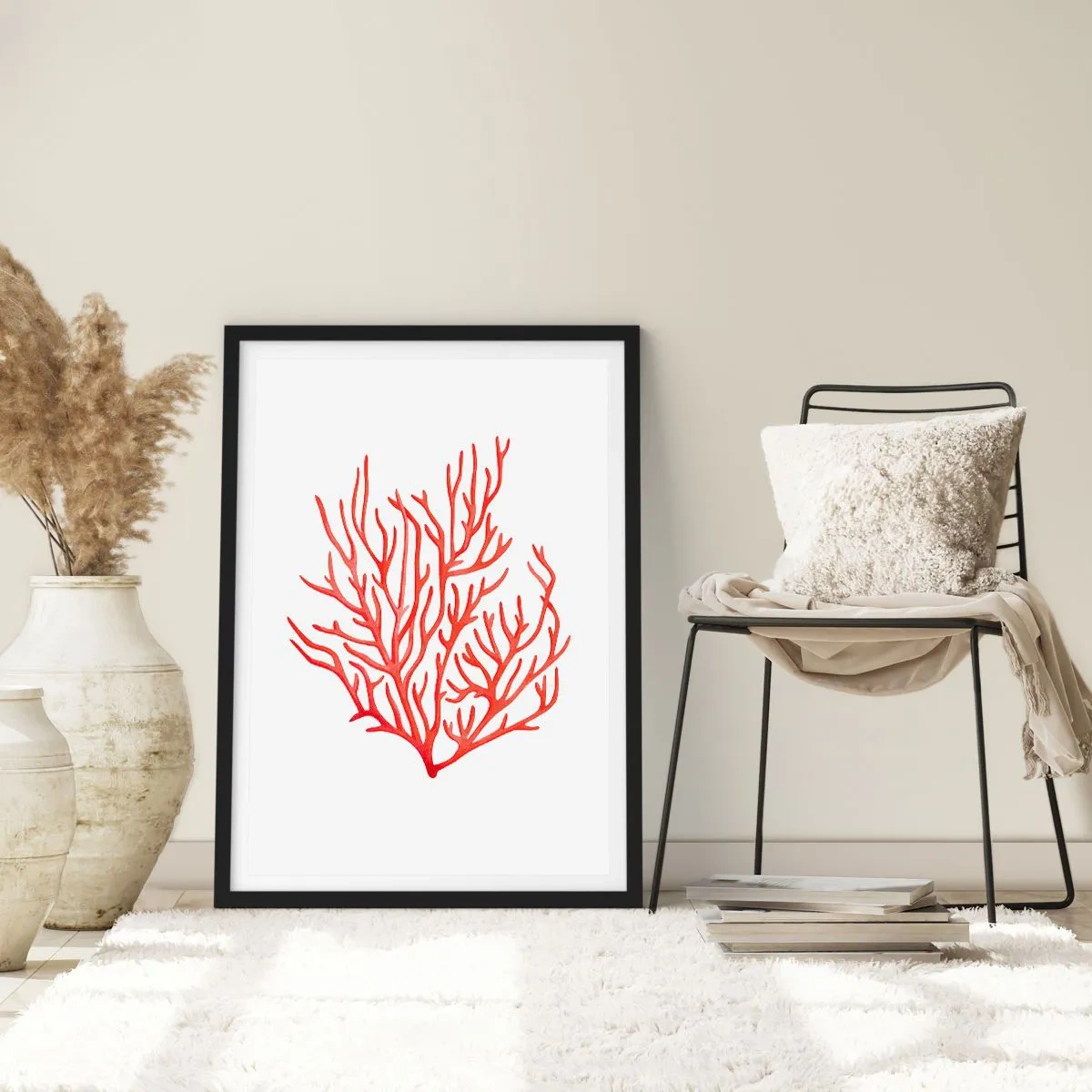 Poster in black frame - Coral Filigree - 30x40 cm