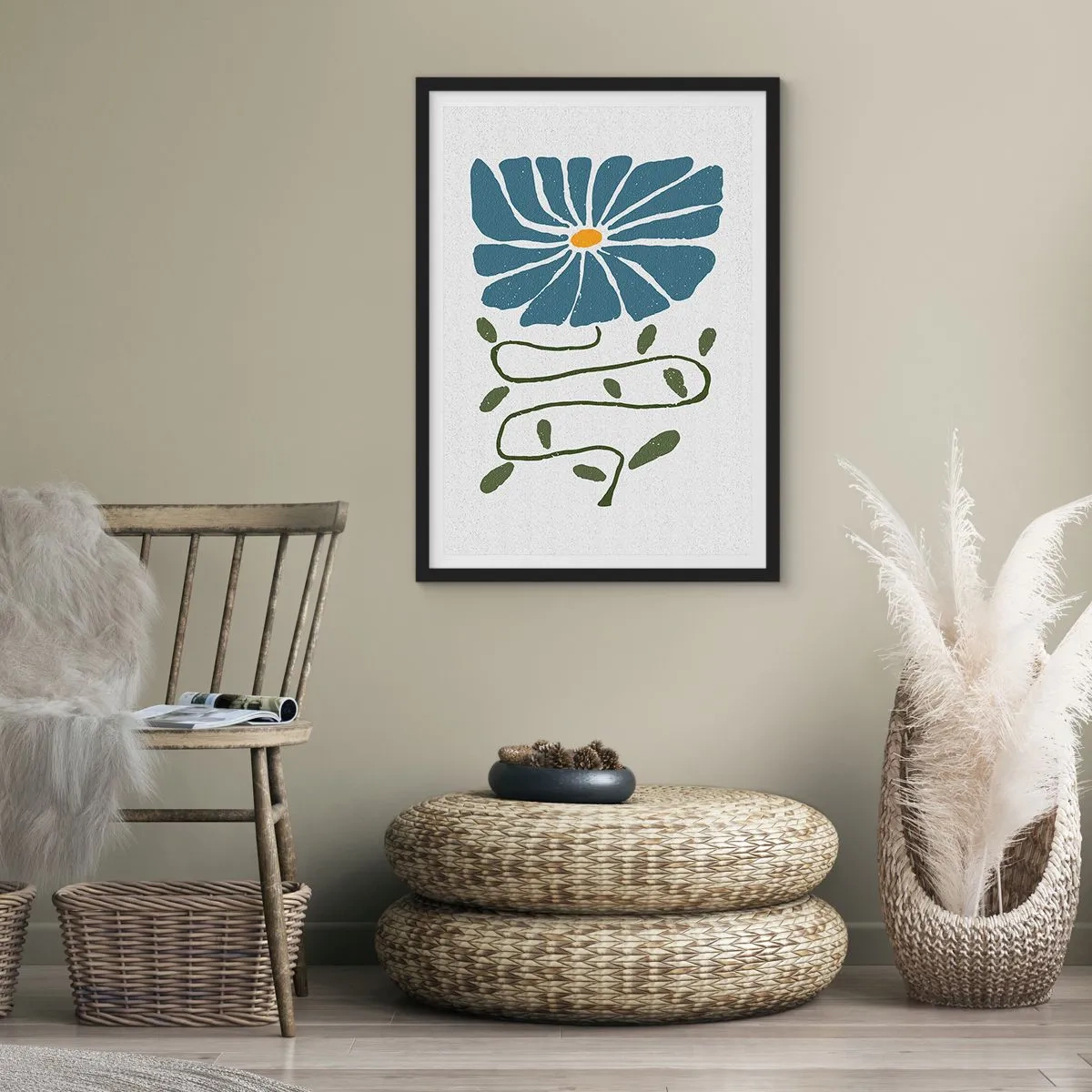 Poster in black frame - Twig to Flower - 30x40 cm