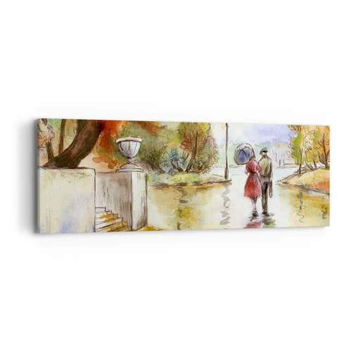 Canvas picture - Romantic Autumn in a Park - 90x30 cm