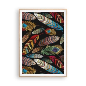 Poster in light oak frame - Bird Carnival - 70x100 cm