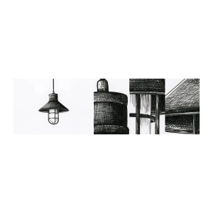 Photo Wallpaper Sample Standard Eco - Like In the Old Days… - Lamp, Drawing, Pencil - 100x30 cm