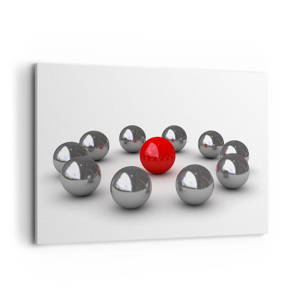 Canvas picture - Circle in Silver and Red - 120x80 cm