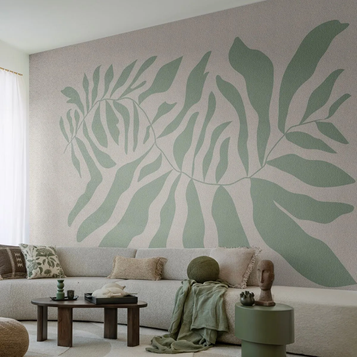 Self-Adhesive Photo Wallpaper Deluxe Sticker - Emerald Branch - Boho, Plant, Botanical - 500x350 cm