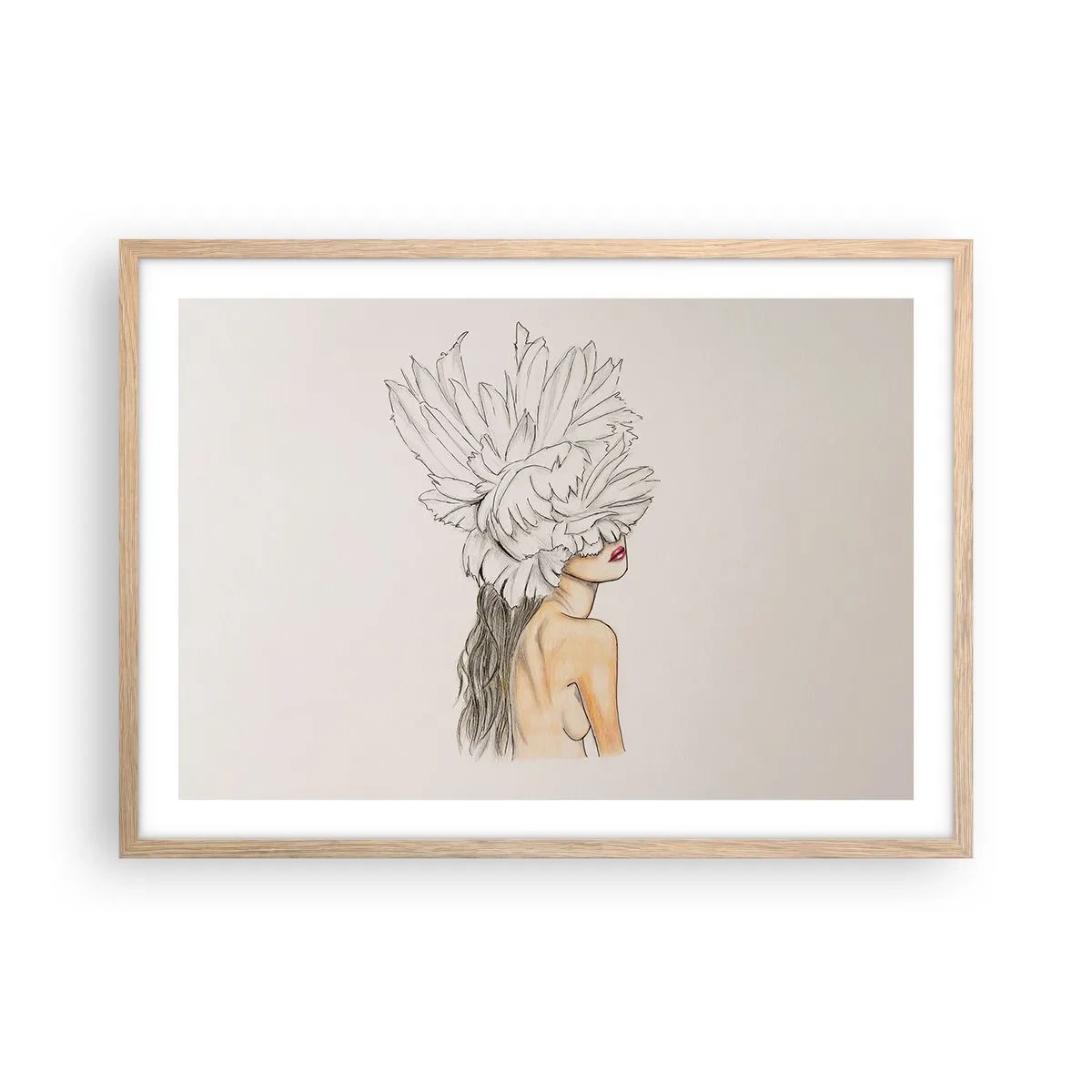 Poster in light oak frame - Crowned Beauty - 70x50 cm