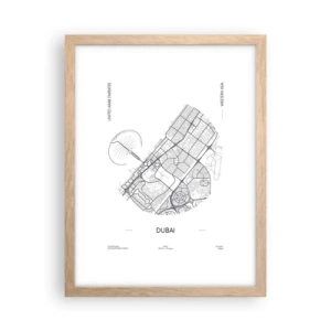 Poster in light oak frame - Anatomy of Dubai - 30x40 cm