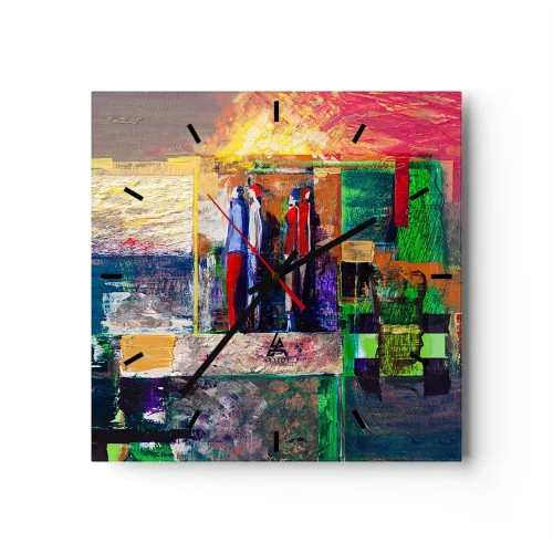 Wall clock - Clock on glass - Relations and Emotions - 30x30 cm