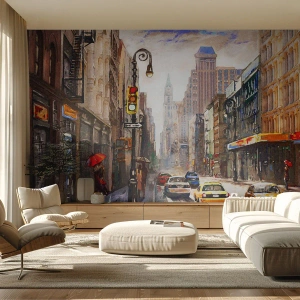 Self-Adhesive Photo Wallpaper Deluxe Sticker - New York - Colourful in Rain - New York, City, Manhattan - 500x350 cm