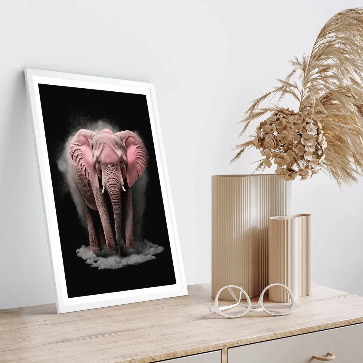 Poster in white frmae - Don't Think About a Pink Elephant! - 50x70 cm
