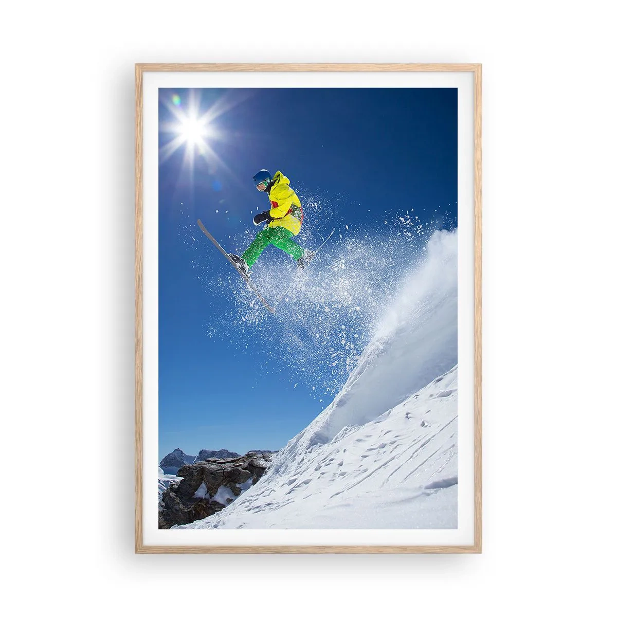 Poster in light oak frame - Dancing with the Mountains - 70x100 cm