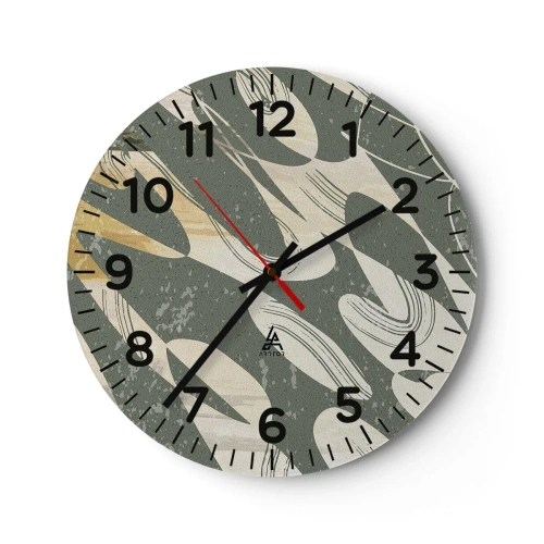 Wall clock - Clock on glass - Rhytmic Abstract - 40x40 cm