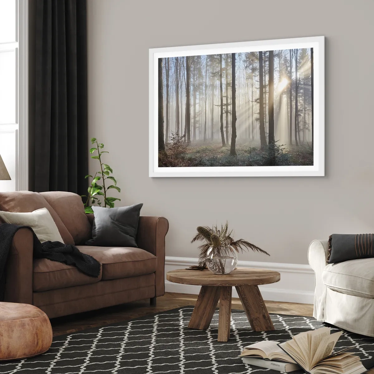 Poster in white frmae - Fog Has Woken up Too - 100x70 cm