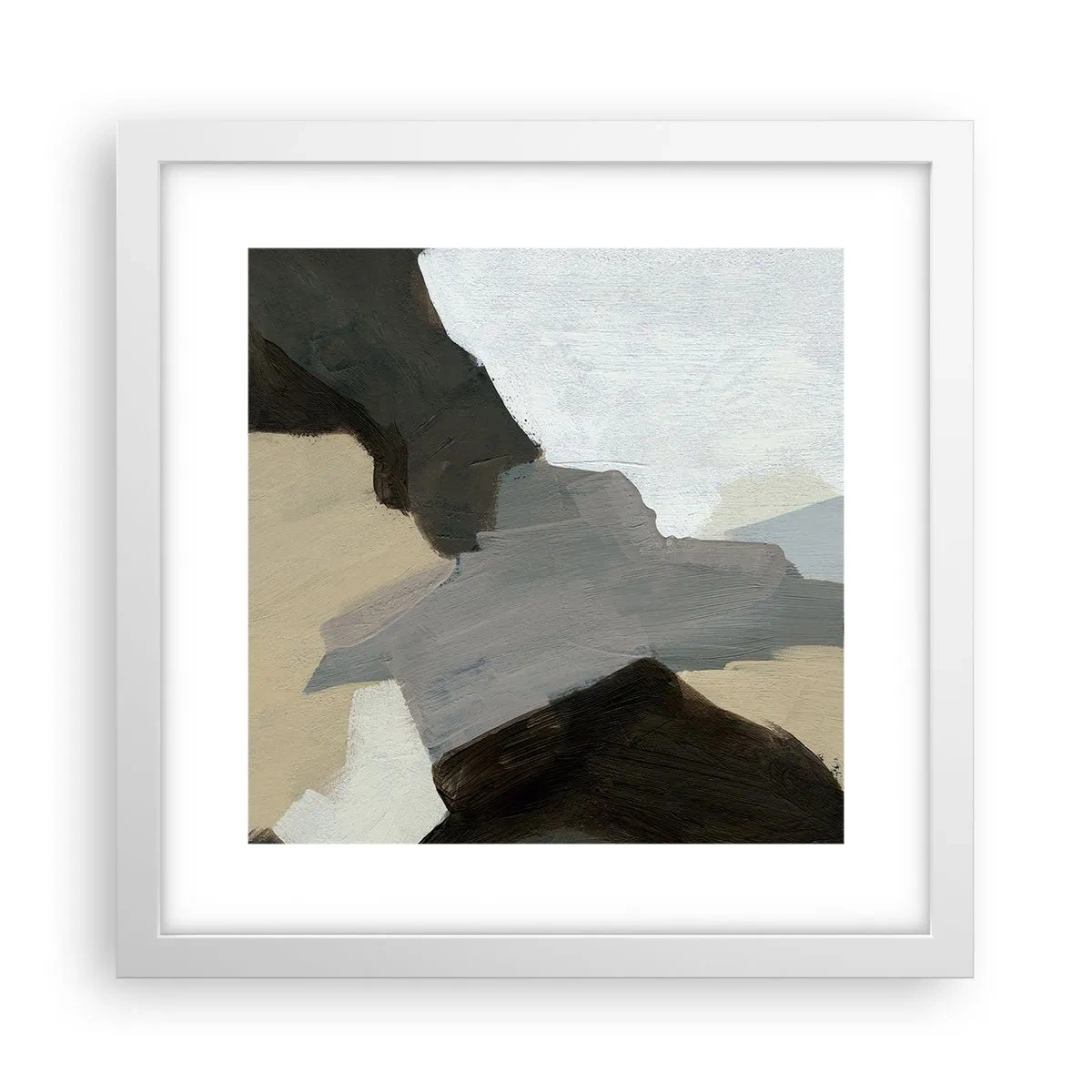 Poster in white frmae - Abstract: Crossroads of Grey - 30x30 cm