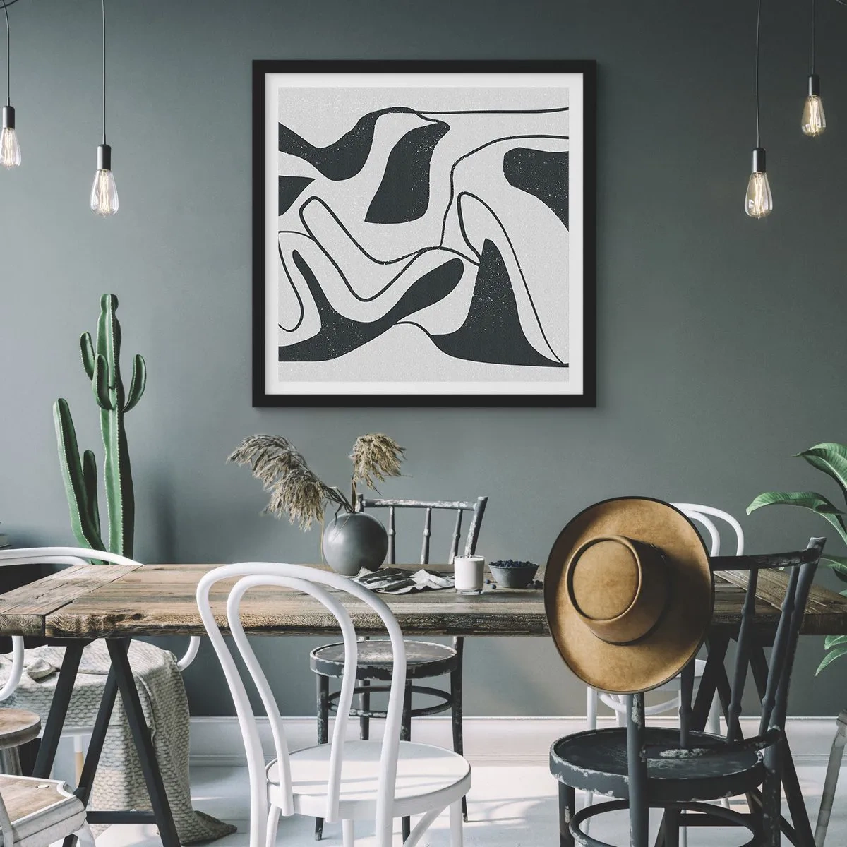 Poster in black frame - Abstract Fun in a Maze - 30x30 cm