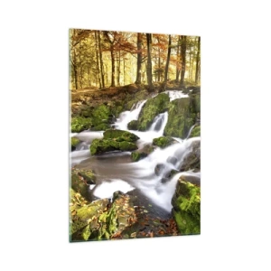 Glass picture - Gingerly through an Autumnal Forest - 80x120 cm