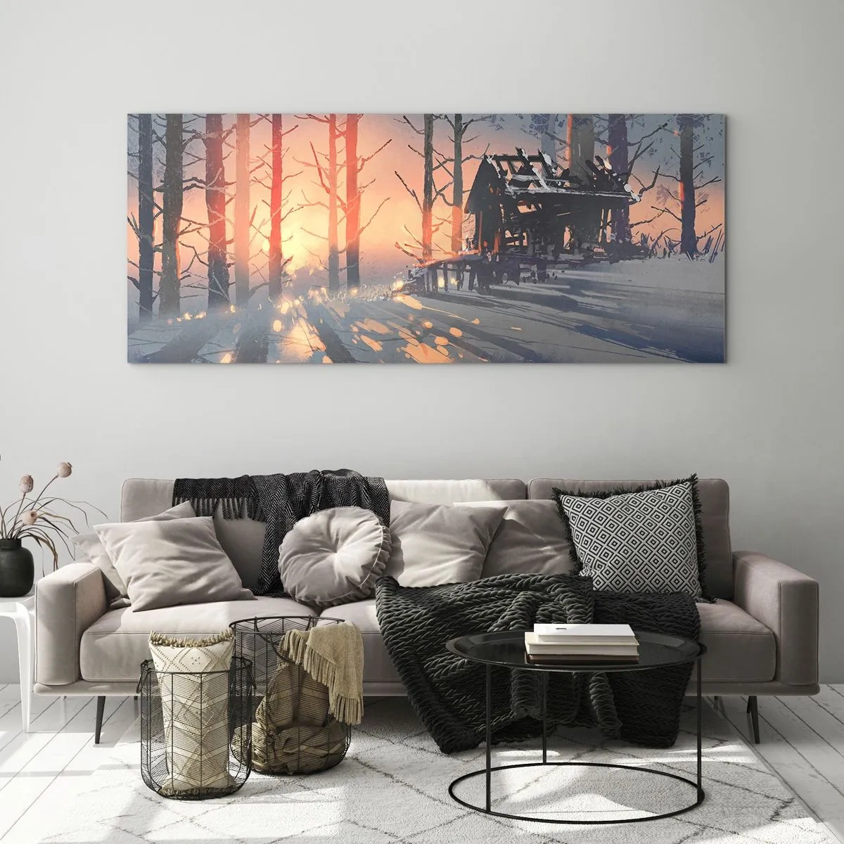 Glass picture - Only the Sun Drops by - 90x30 cm