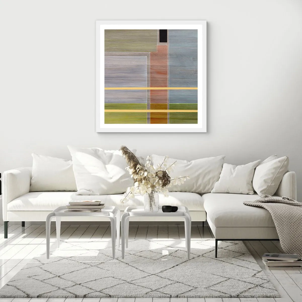 Poster in white frmae - Straight and Calm - 60x60 cm