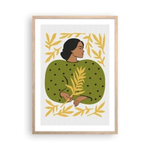 Poster in light oak frame - Hawaian Girl - 50x70 cm