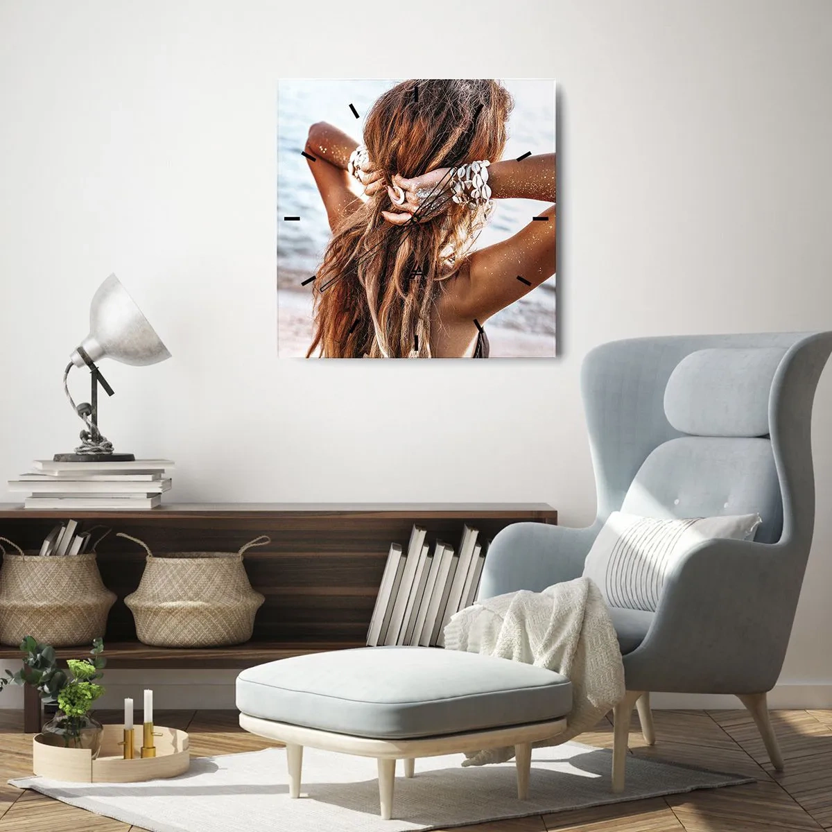 Wall clock - Clock on glass - Sister of Water and Sun - 30x30 cm