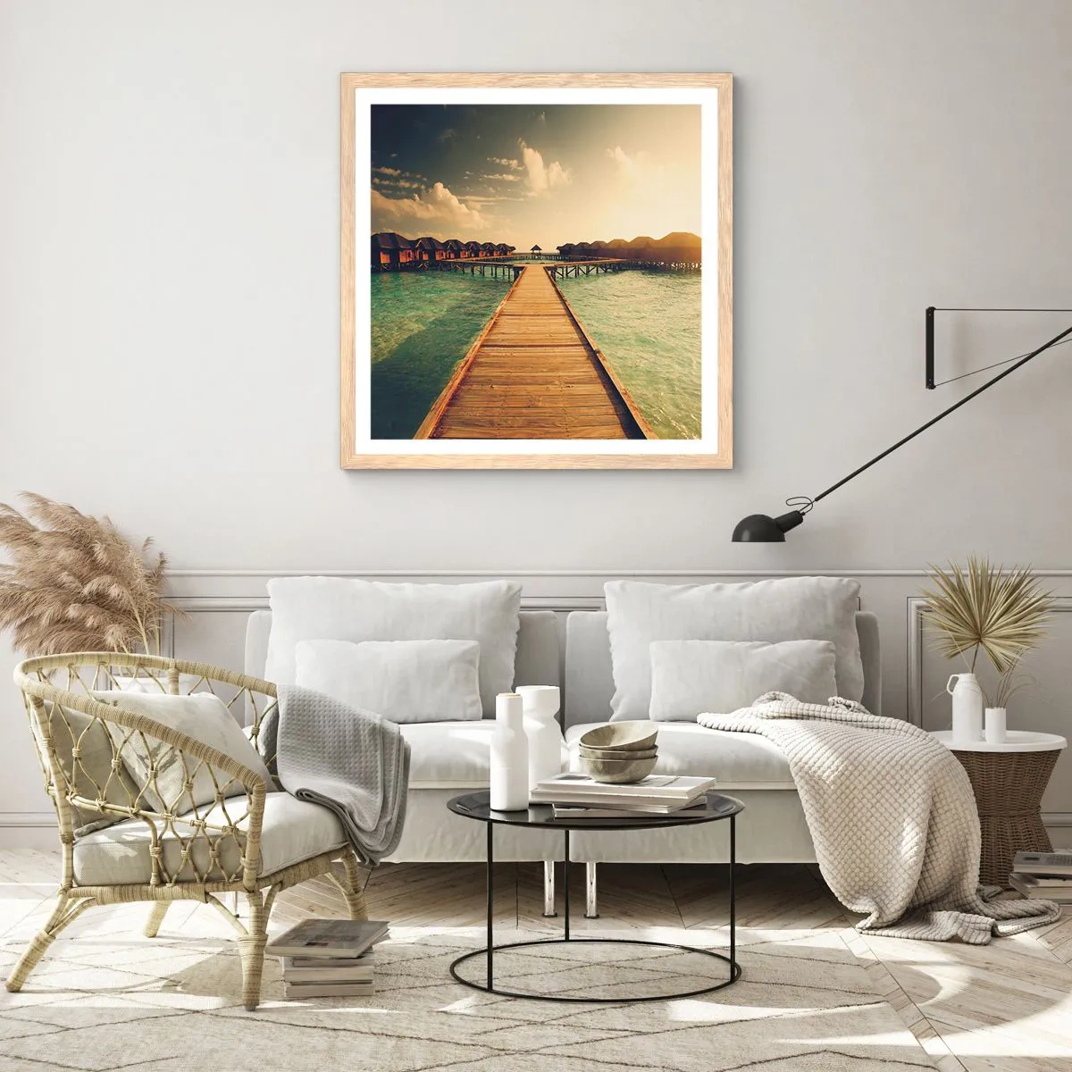 Poster in light oak frame - Warm Welcome - 40x40 cm