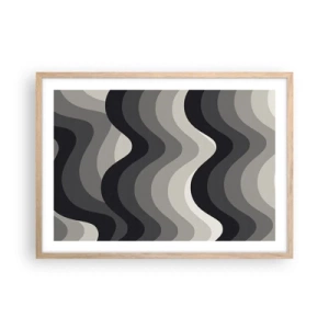 Poster in light oak frame - Wave after Wave - 70x50 cm
