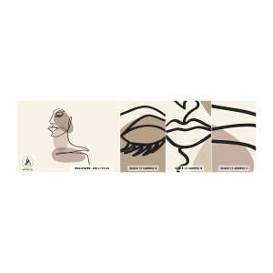 Photo Wallpaper Sample Self-Adhesive Deluxe Sticker - Certain Line of Beauty - Abstraction, Woman's Face, Graphics - 100x30 cm