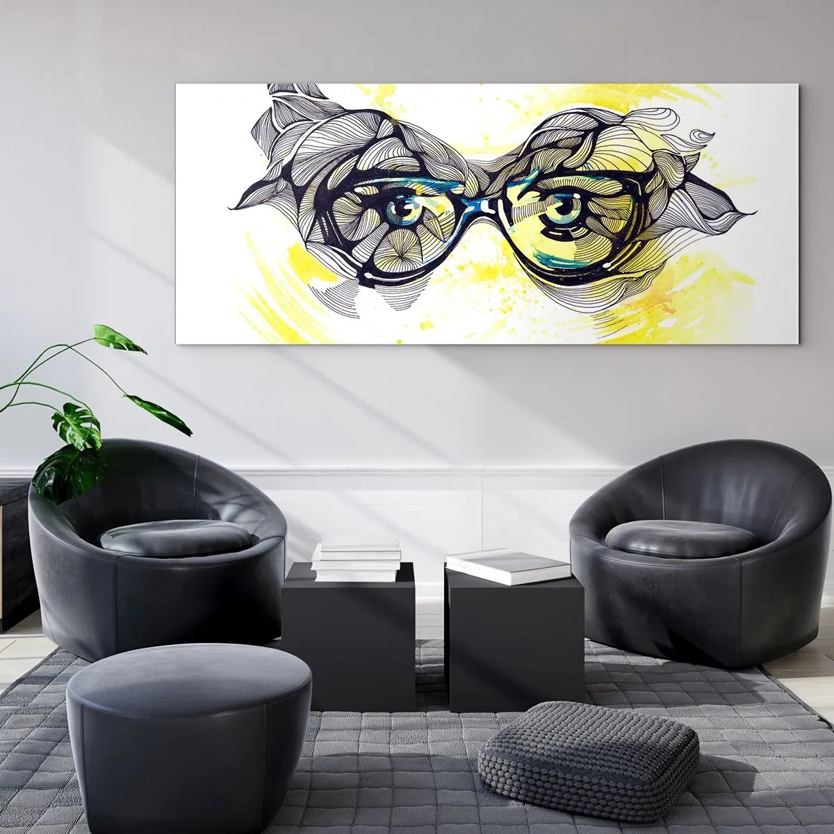 Glass picture - Through Blue Glasses - 160x50 cm