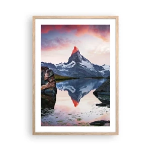 Poster in light oak frame - Heart of the Mountains Is Hot - 50x70 cm