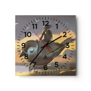 Wall clock - Clock on glass - Stop on a Fantastic Journey - 30x30 cm