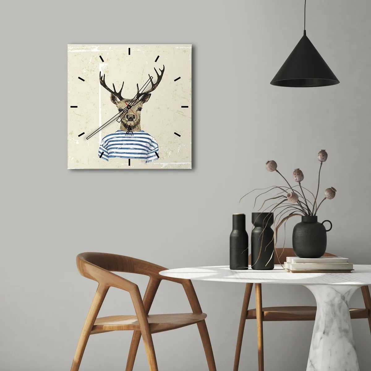 Wall clock - Clock on glass - Becaue I Like Striped T-Shirts - 40x40 cm