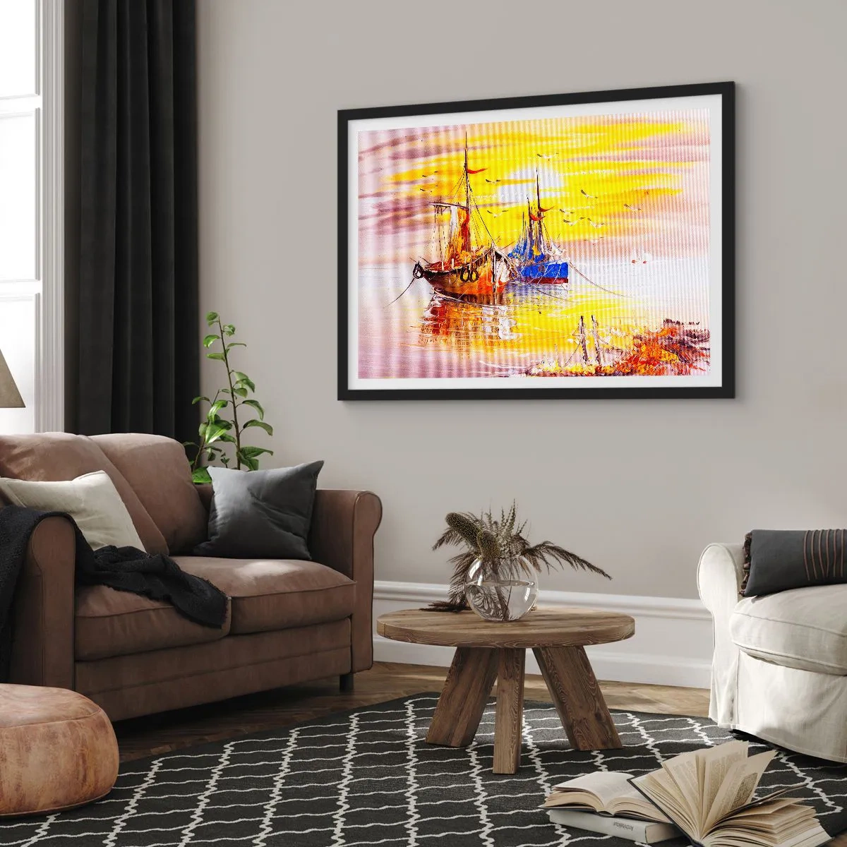 Poster in black frame - Deserved Rest in Port - 50x40 cm