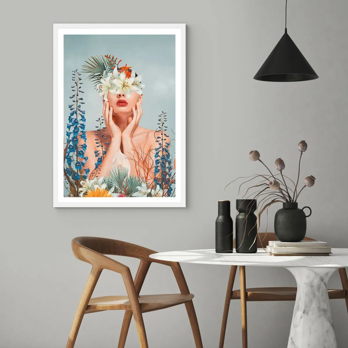 Poster in white frmae - Woman – Flower - 40x50 cm
