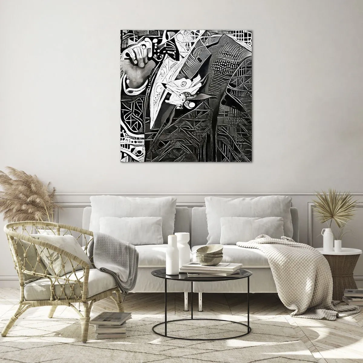 Glass picture - Elegant in Grey - 30x30 cm