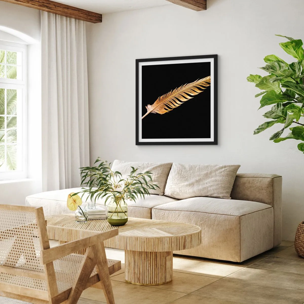 Poster in black frame - High-Class Feather - 60x60 cm