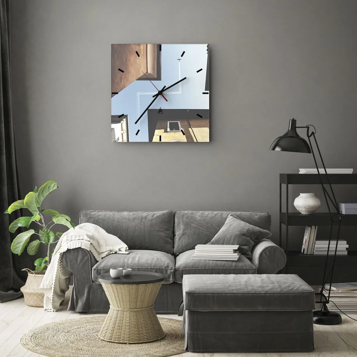 Wall clock - Clock on glass - Above City Maze - 40x40 cm