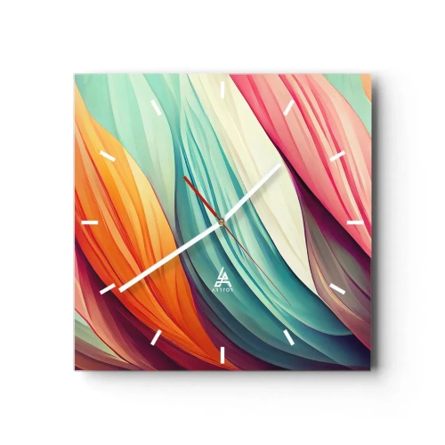 Wall clock - Clock on glass - Rainbow Knot - 30x30 cm