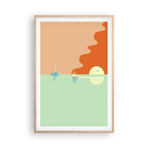 Poster in light oak frame - Ideal Sea Landscape - 61x91 cm