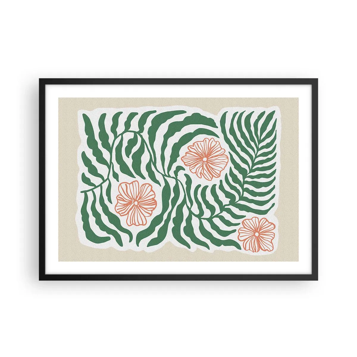 Poster in black frame - Blossoming in Green - 70x50 cm