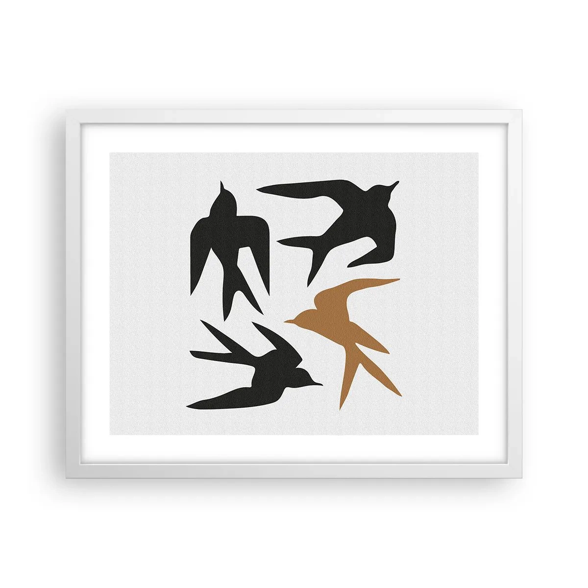 Poster in white frmae - Swallows at Play - 50x40 cm