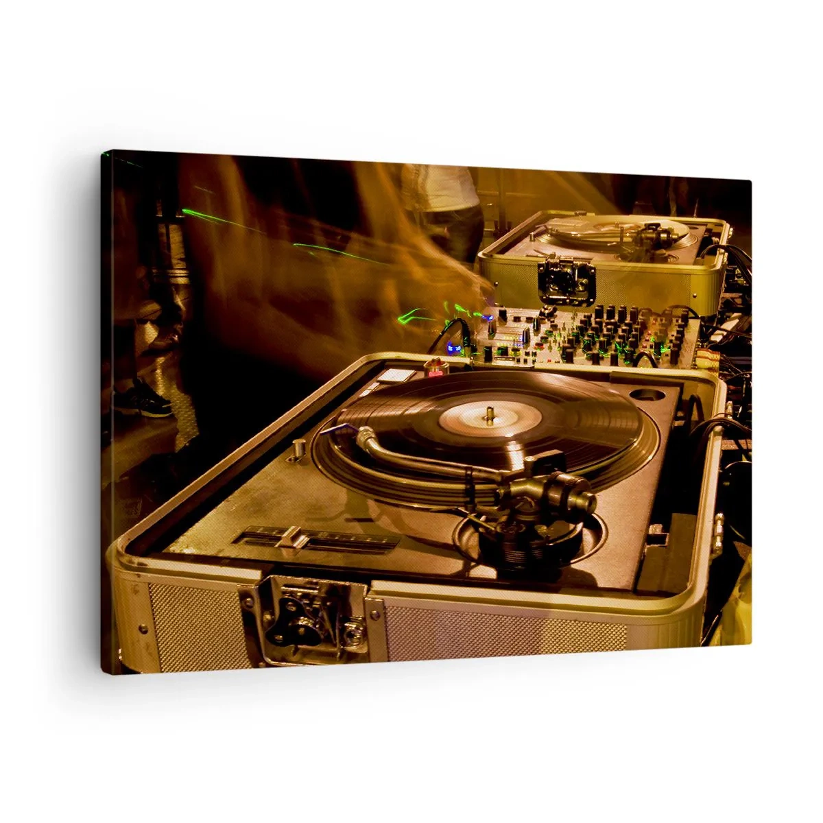 Canvas picture - DJ equipment with a turntable and mixer during a party - 70x50cm - Can You Feel that Power? - Modern wall decoration for the living room and bedroom ARTTOR