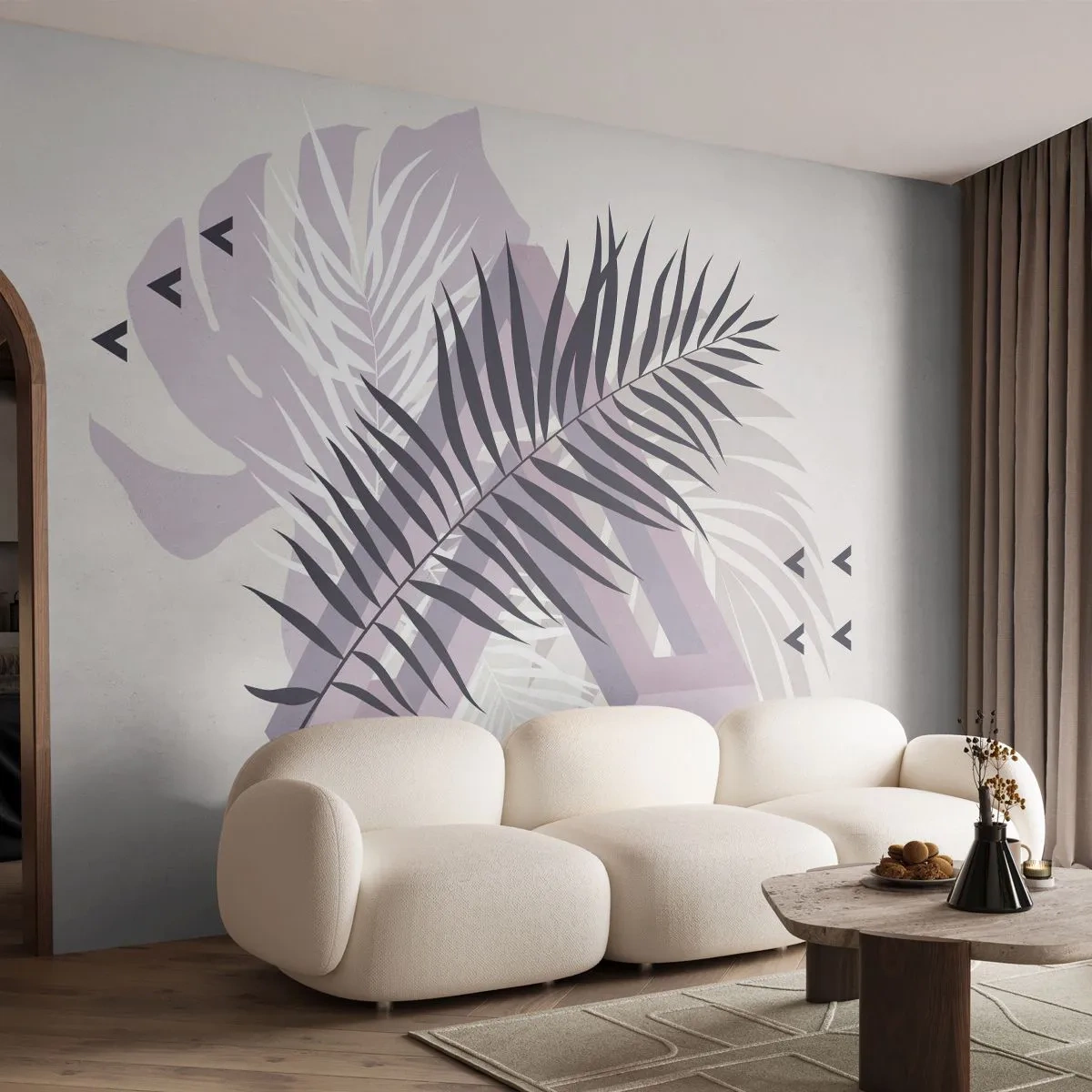 Photo Wallpaper Standard Eco - Shadow of a Shadow - Graphics, Palm Leaf, Piece - 300x210 cm