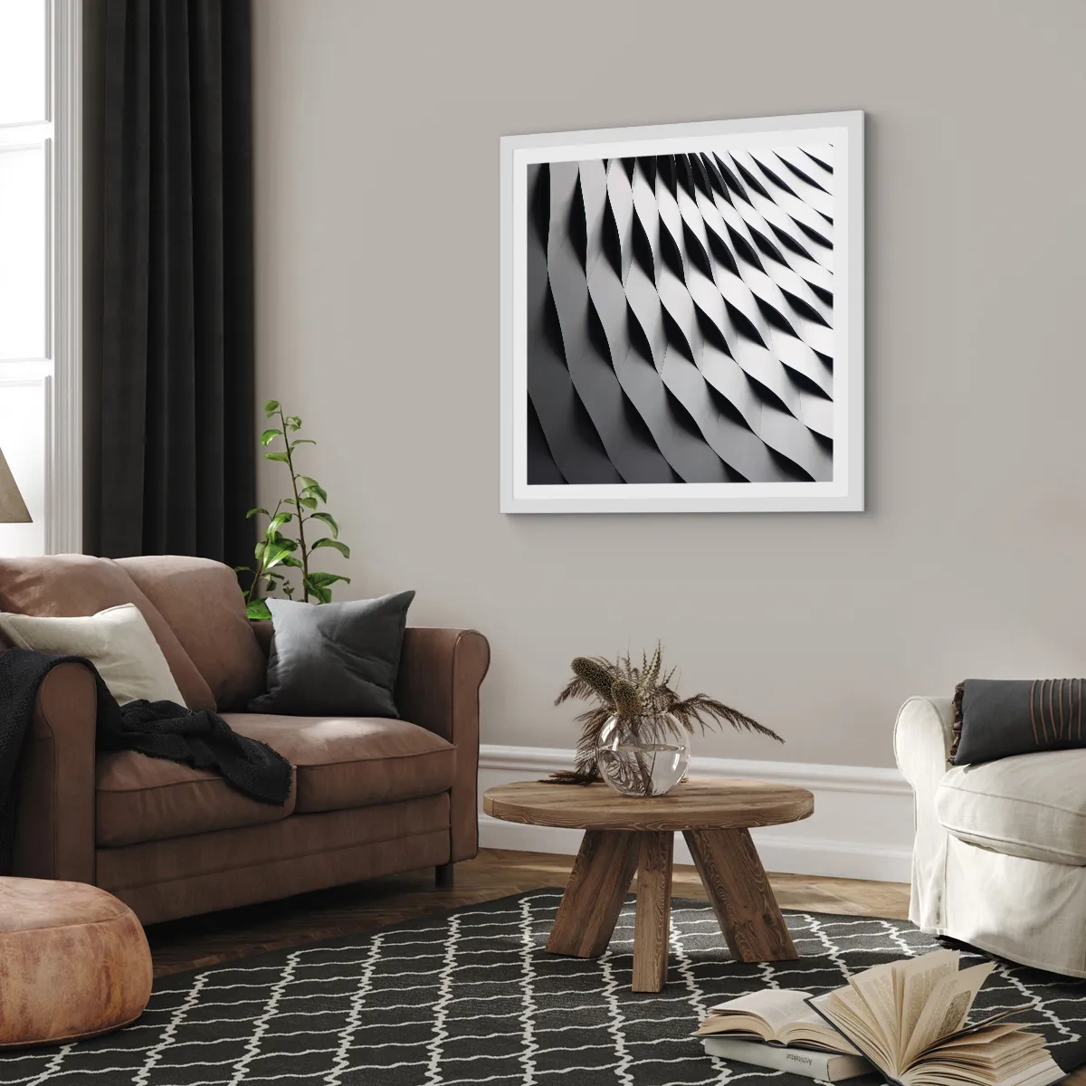 Poster in white frmae - On the Surface of the Wave - 40x40 cm